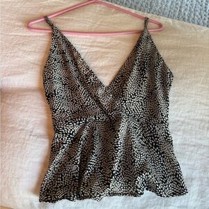 Tyche Black and White Asymmetrical Peplum Camisole